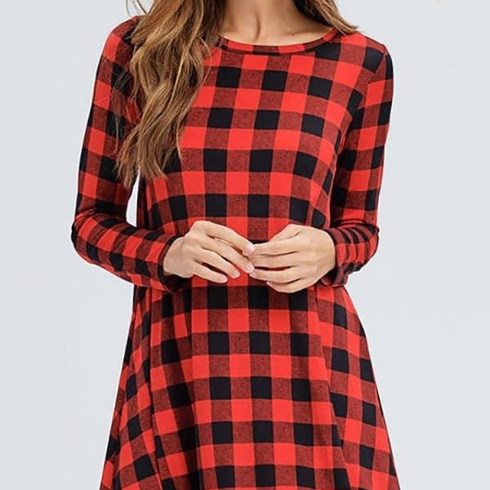 Buffalo plaid swing dress